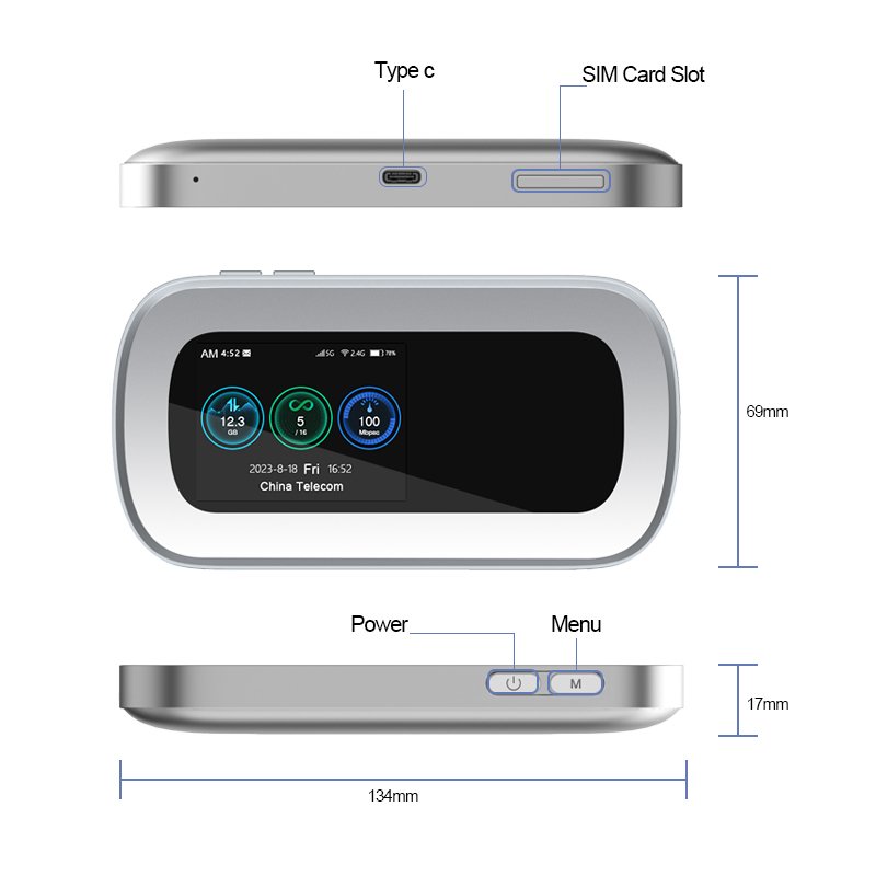 KINGTOP Portable 5g Wifi Routers Mobile Hotspot 5g Router 5g Pocket Wifi With Sim Card